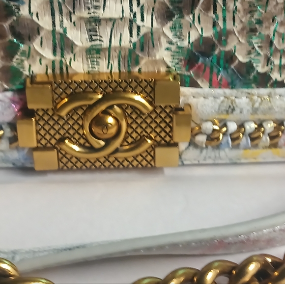 Chanel Multi Color Snakeskin Boy Bag - Picture 3 of 15